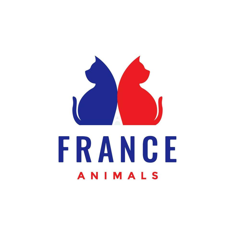 animal mascotas gato francés sencillo mascota logo diseño vector