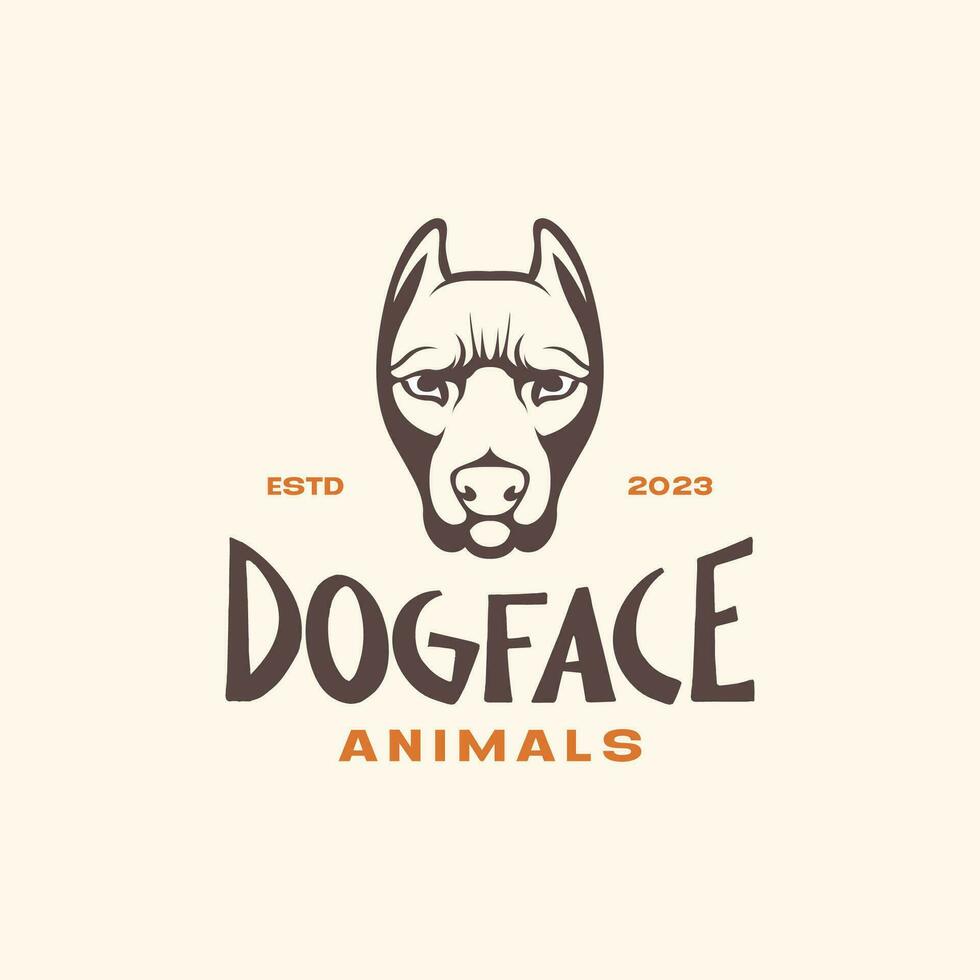 animal mascotas perro americano pozo toro terrier cabeza Clásico Insignia logo diseño vector