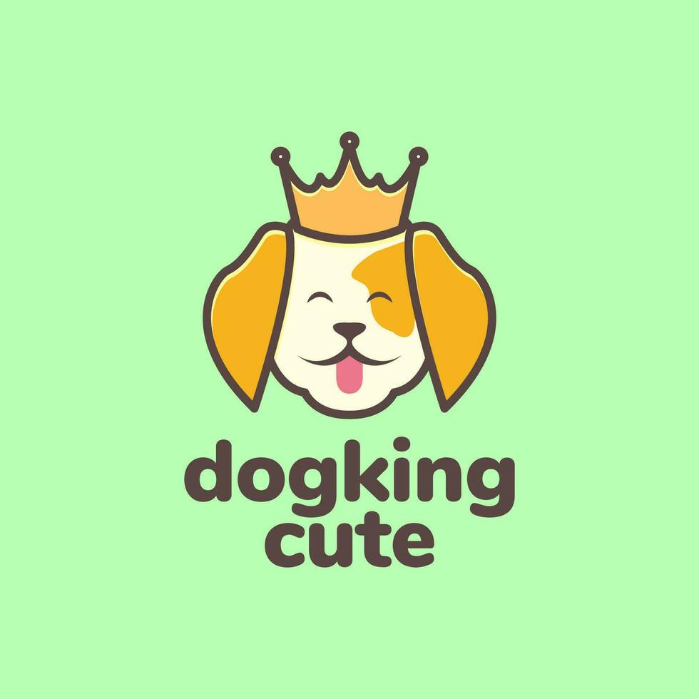 animal pets dog crown king mascot cute cartoon logo design vector