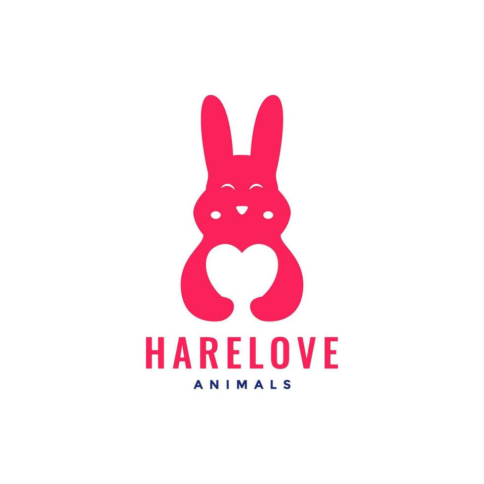 animal pets rabbit hug love care mascot logo design vector