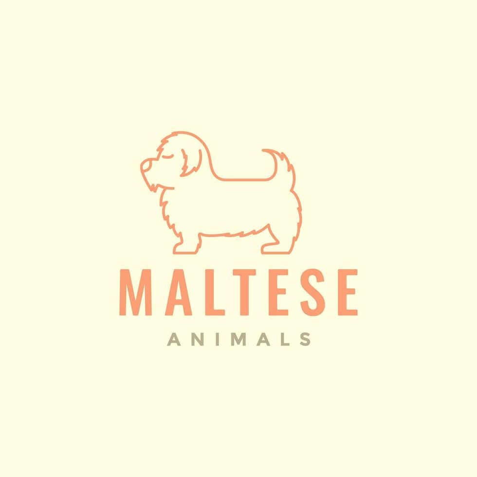 animal pets dog maltese mascot line art simple logo design vector