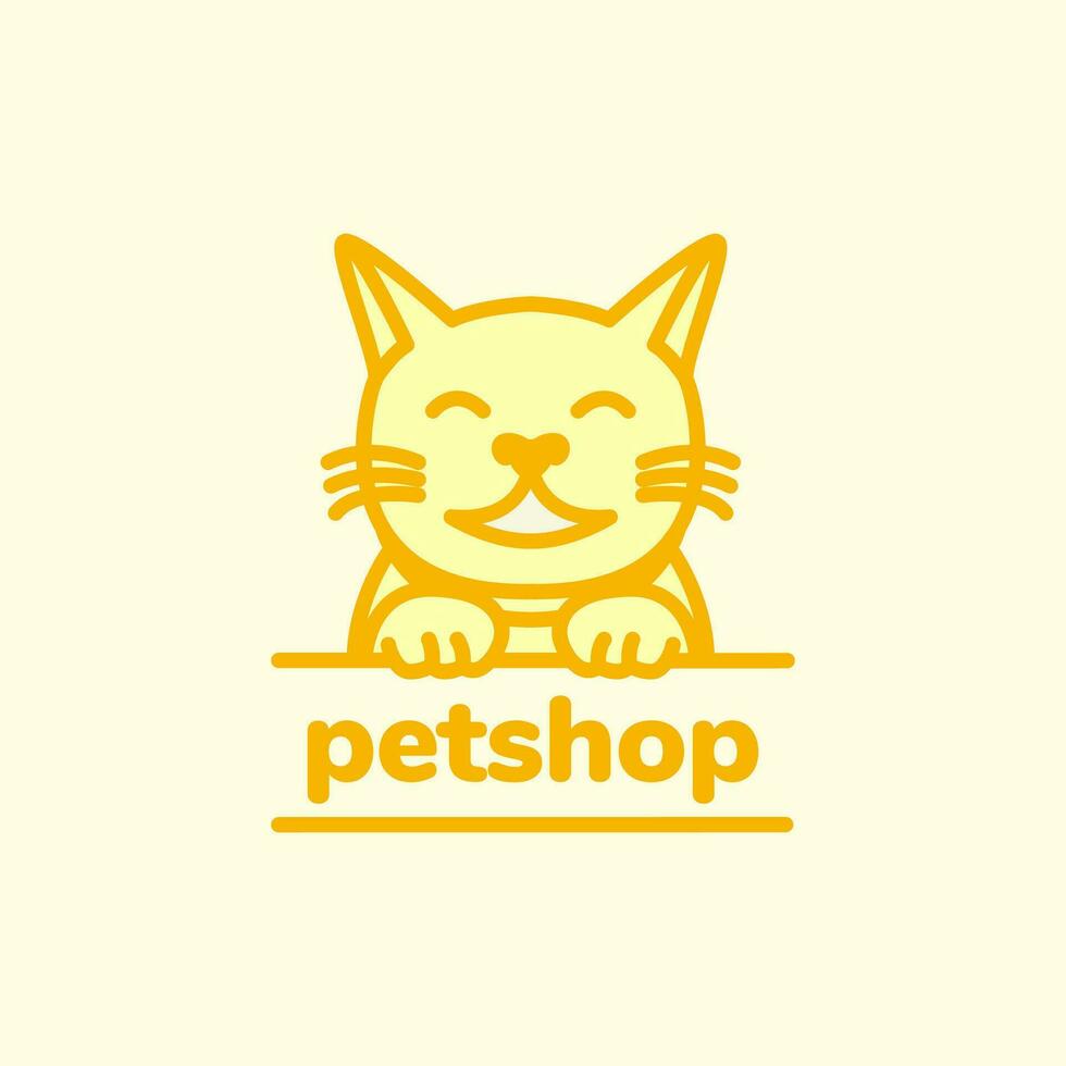 animal pets cat kitten mascot cartoon cute pet shop logo design vector