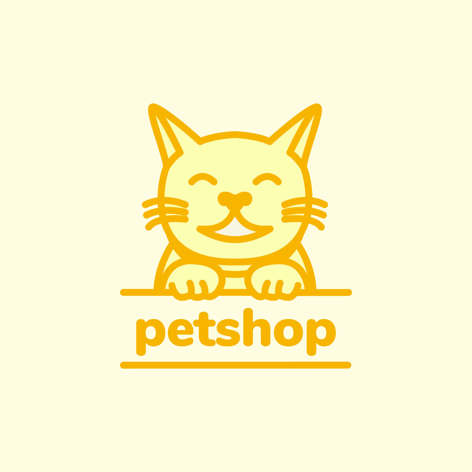 animal pets cat kitten mascot cartoon cute pet shop logo design vector