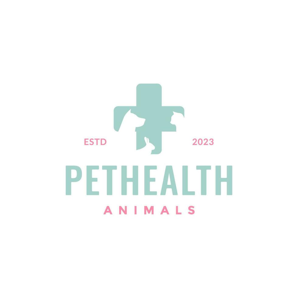 animal mascotas cuidado perro gato Conejo salud médico clínica moderno logo diseño vector