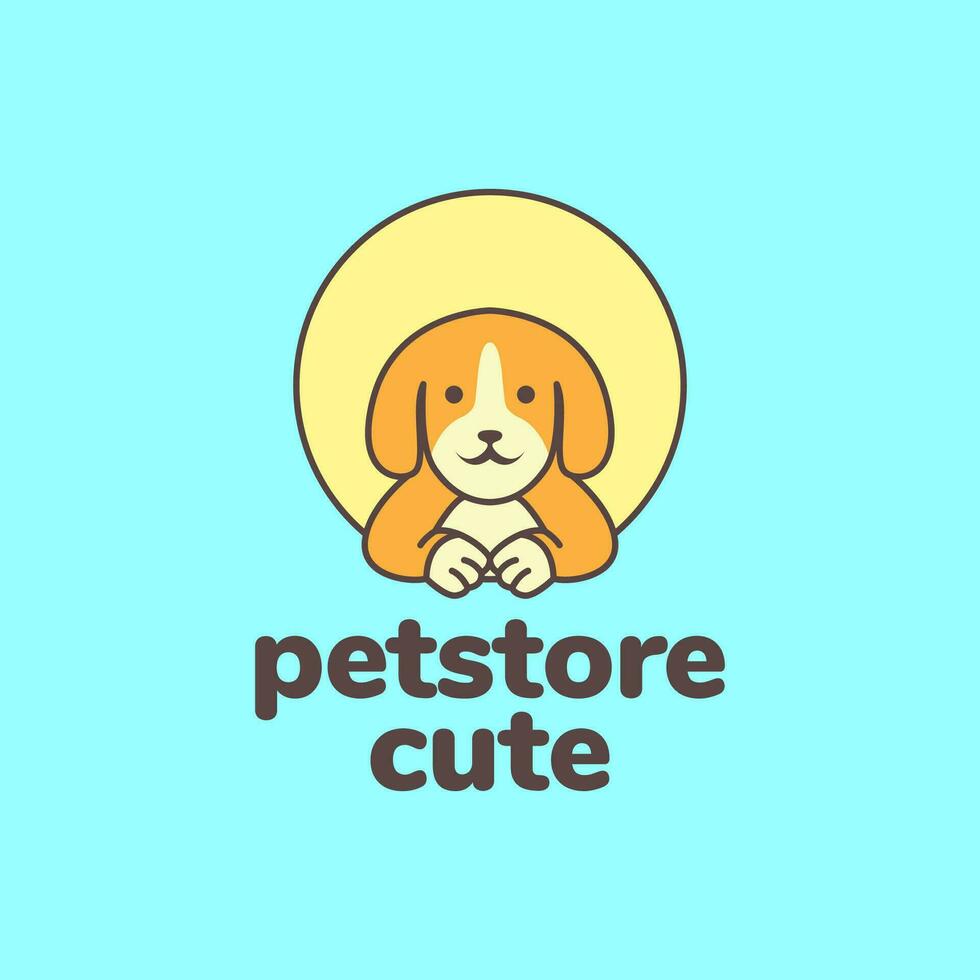 animal pets dog beagle pet shop circle modern mascot cartoon logo design vector