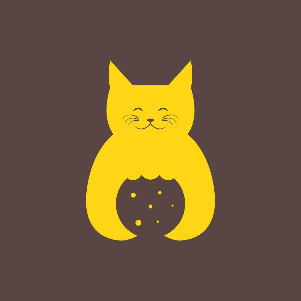 animal mascotas gato comida Galleta galleta mascota linda dibujos animados logo diseño vector