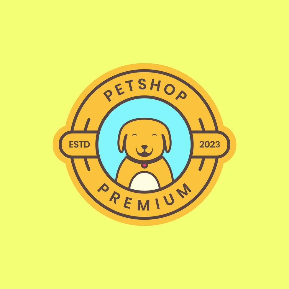 animal pets dog puppy mascot cute cartoon circle badge simple logo design vector