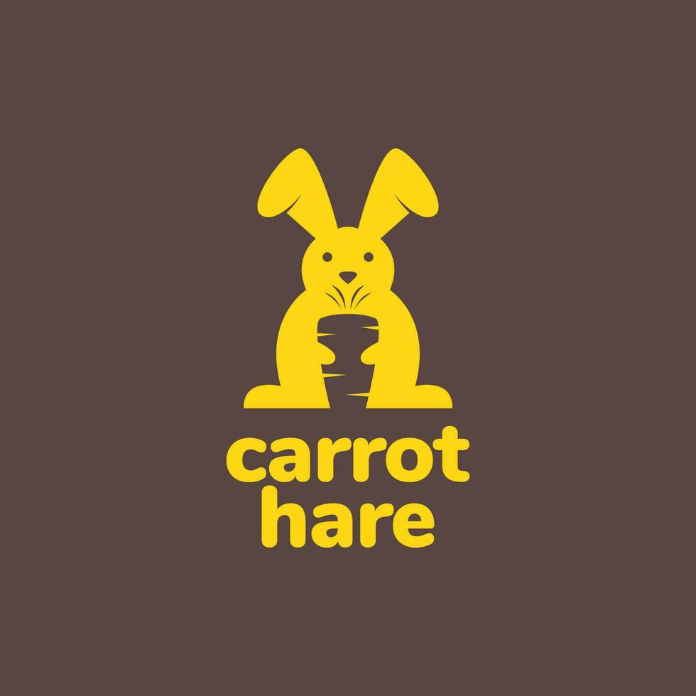 animal pets rabbit hare bunny carrot food flat modern simple logo design vector