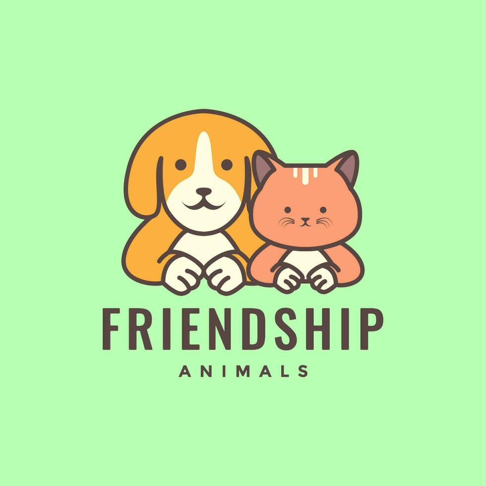 animal pets dog and cat friend mascot cute cartoon logo design vector