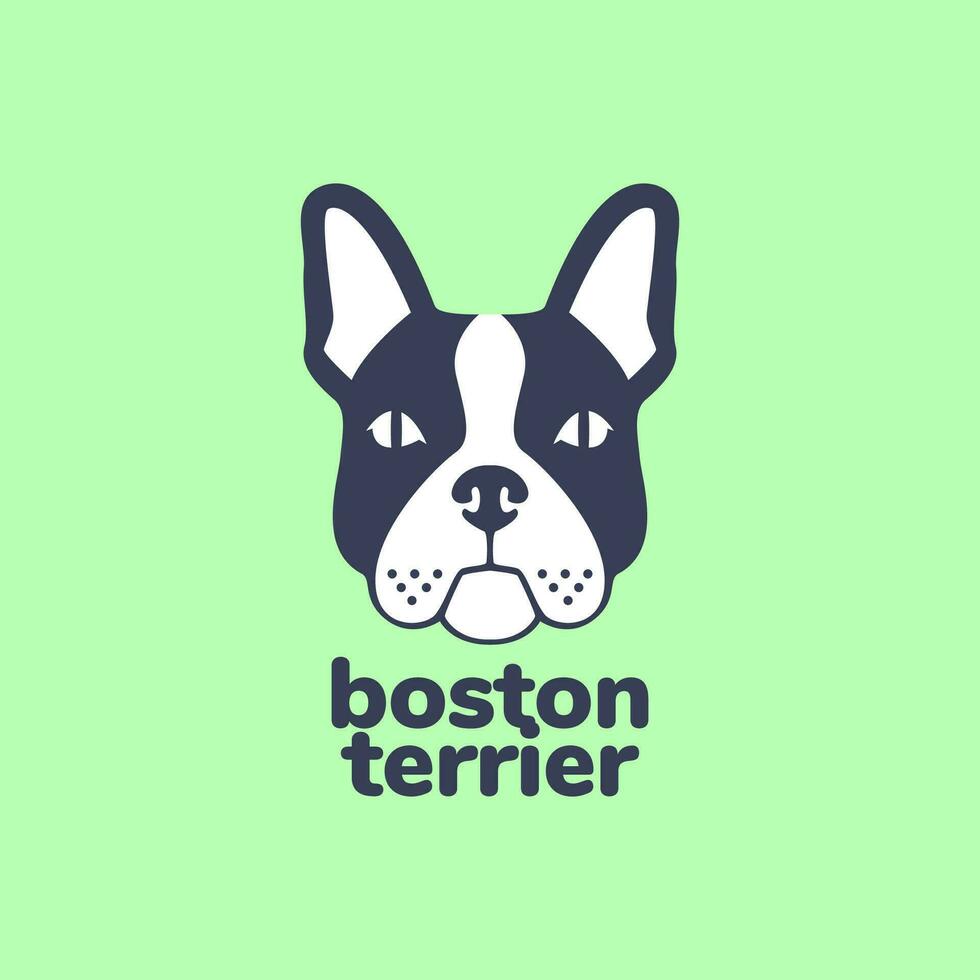 animal pets dog head boston terrier modern mascot colorful logo design vector