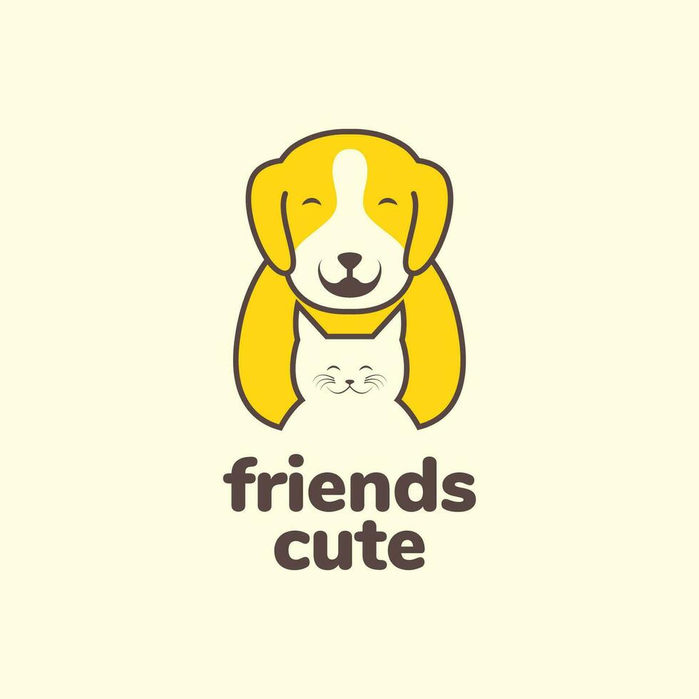 animal mascotas perro beagle y gato amigo mascota linda dibujos animados logo diseño vector