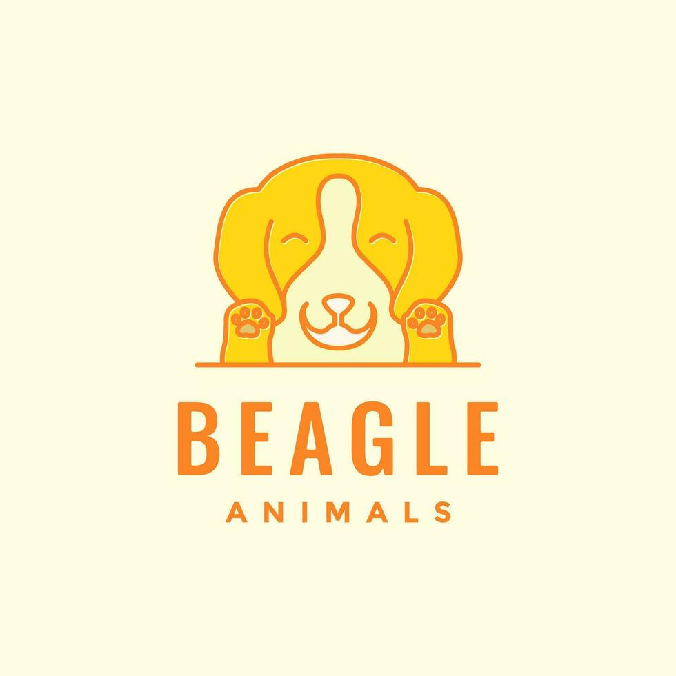 animal pets dog puppy beagle mascot cartoon cute happy logo design vector