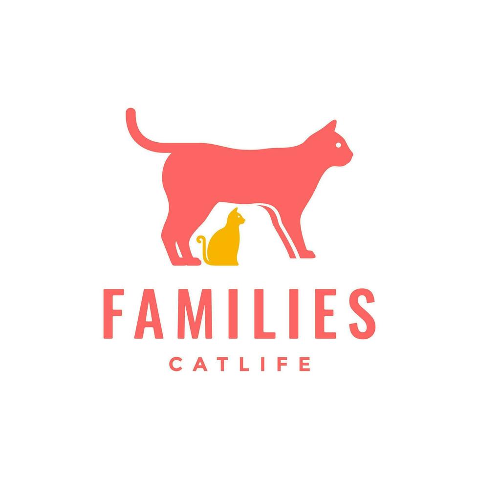 gato gatito familia mascotas plano moderno mascota logo icono vector ilustración