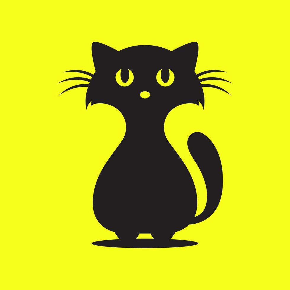 black cat pets cartoon flat modern simple mascot logo vector icon illustration