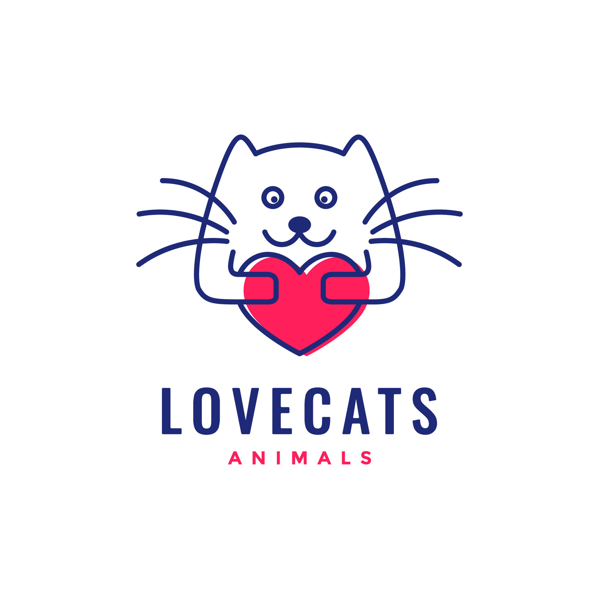 cat kitten hug love heart line art abstract mascot cartoon logo icon vector  illustration 25946273 Vector Art at Vecteezy