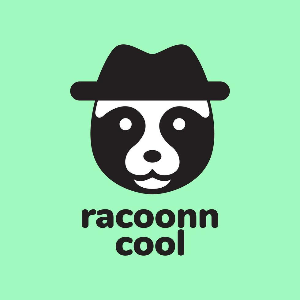 raccoon cool mascot cartoon hat colorful modern logo icon vector illustration