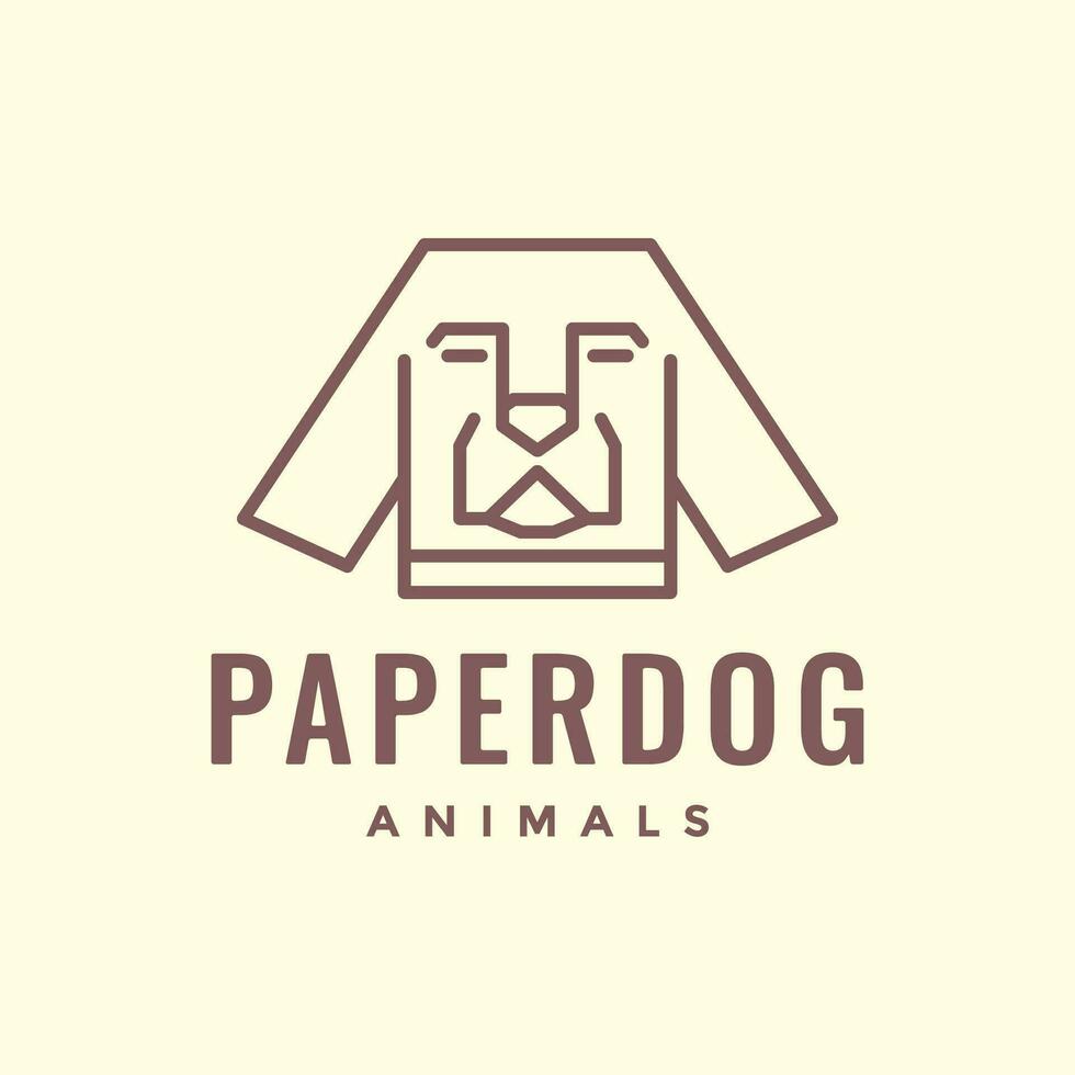 art paper dog pets head cute mascot cartoon lines minimal logo icon vector illustration