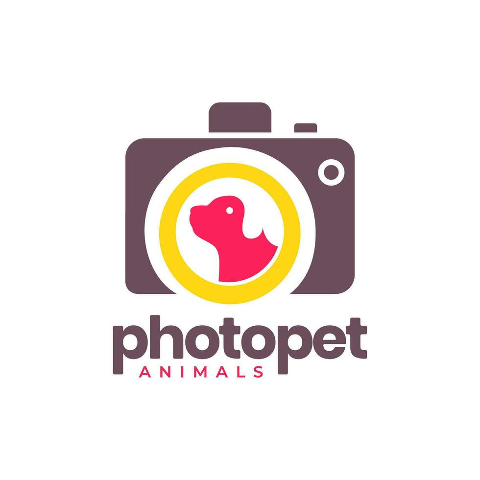 dog pets camera photography lens colorful modern minimal logo vector icon illustration