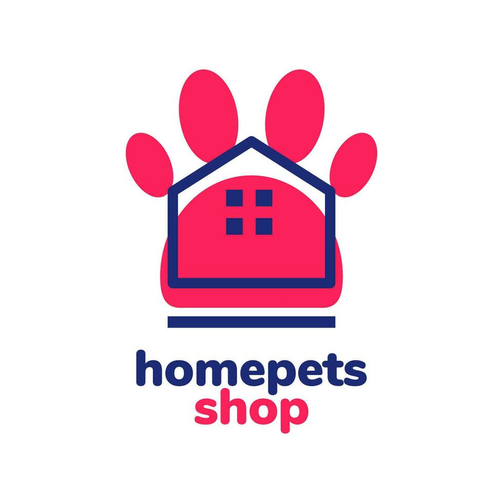 paw pets home house pet shop colorful modern minimal abstract logo icon vector illustration