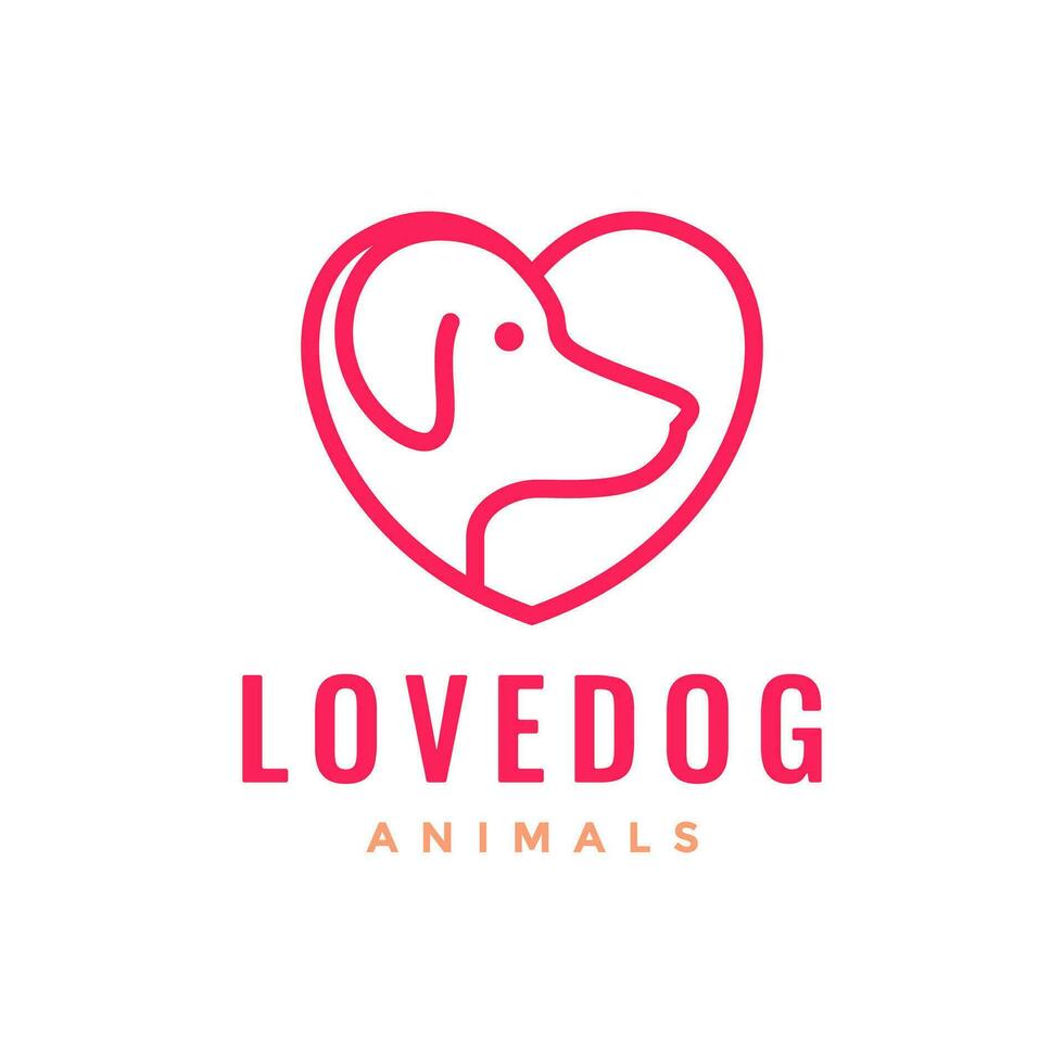 dog lover pets heart lines minimal modern simple modern mascot logo vector icon illustration