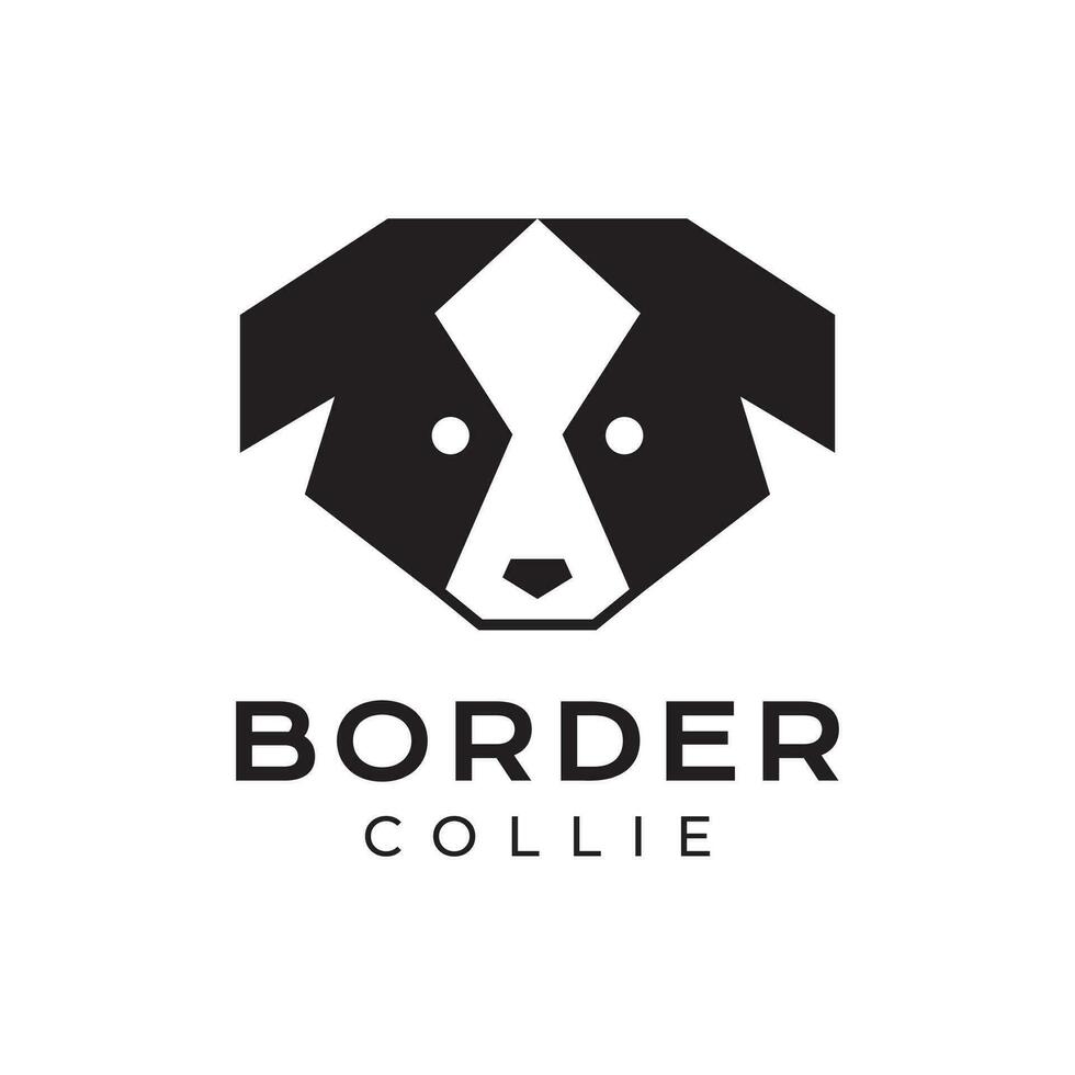border collie dog pets polygonal modern minimal mascot logo vector icon illustration