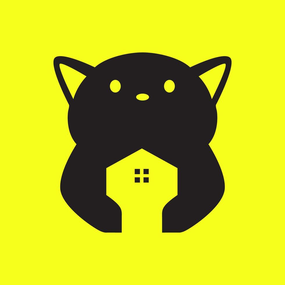 gato mascotas sostener hogar casa jaula mascota tienda mínimo moderno linda logo vector icono ilustración