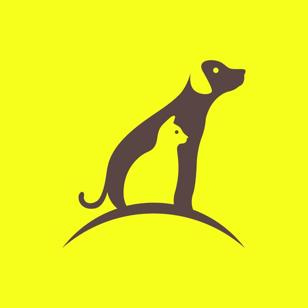 gato y perro mascotas moderno mínimo mascota sencillo logo vector icono ilustración