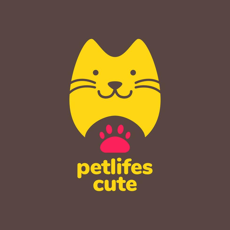 gato mascotas pata plano mascota dibujos animados sencillo moderno linda logo vector icono ilustración