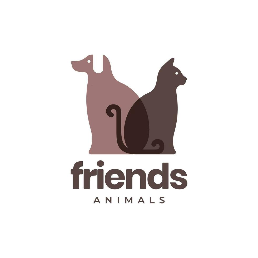 gato mascotas amigos resumen vistoso moderno sencillo mascota logo vector icono ilustración