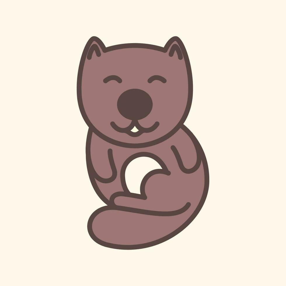 castor animal agua linda mascota dibujos animados sonrisa contento vistoso logo icono vector ilustración