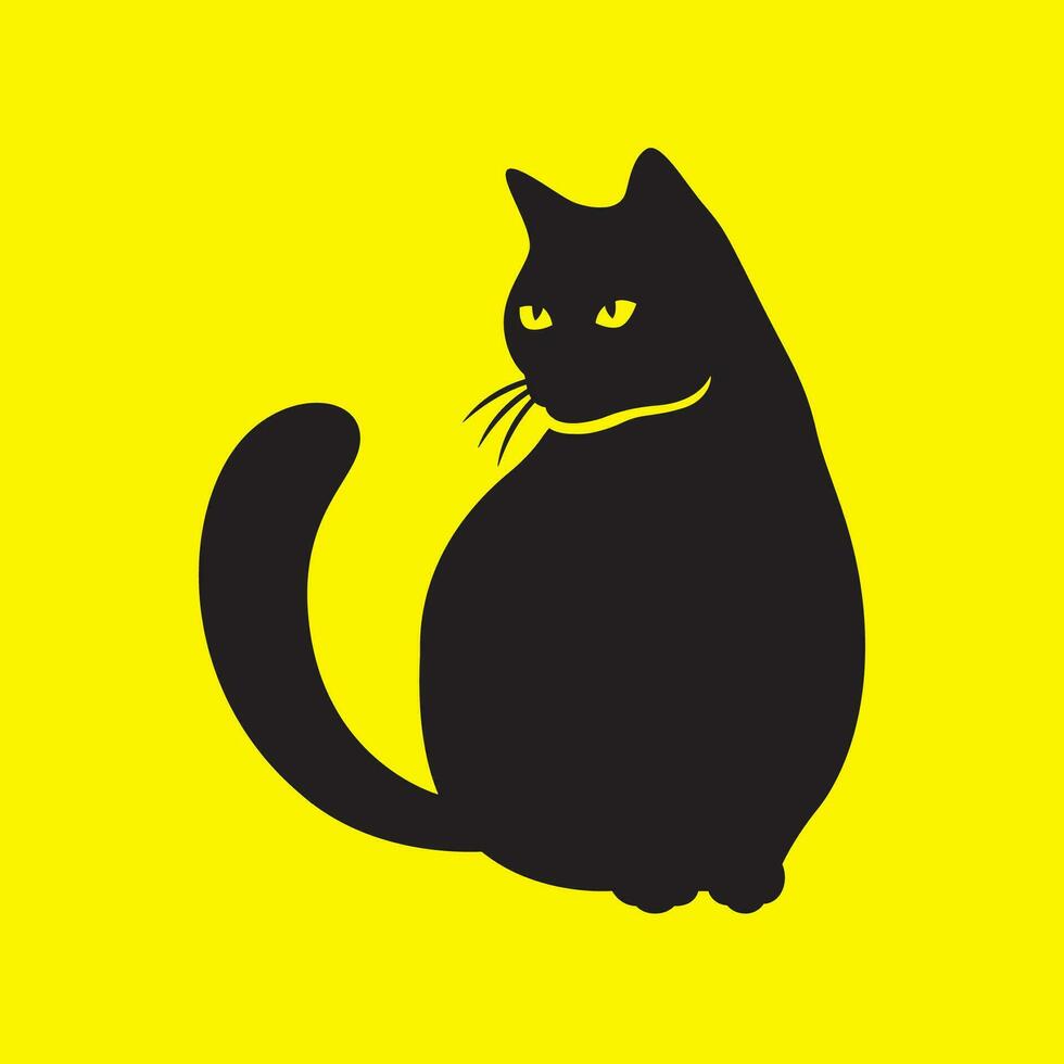 black cat pets long tails mascot minimal modern simple logo icon vector illustration