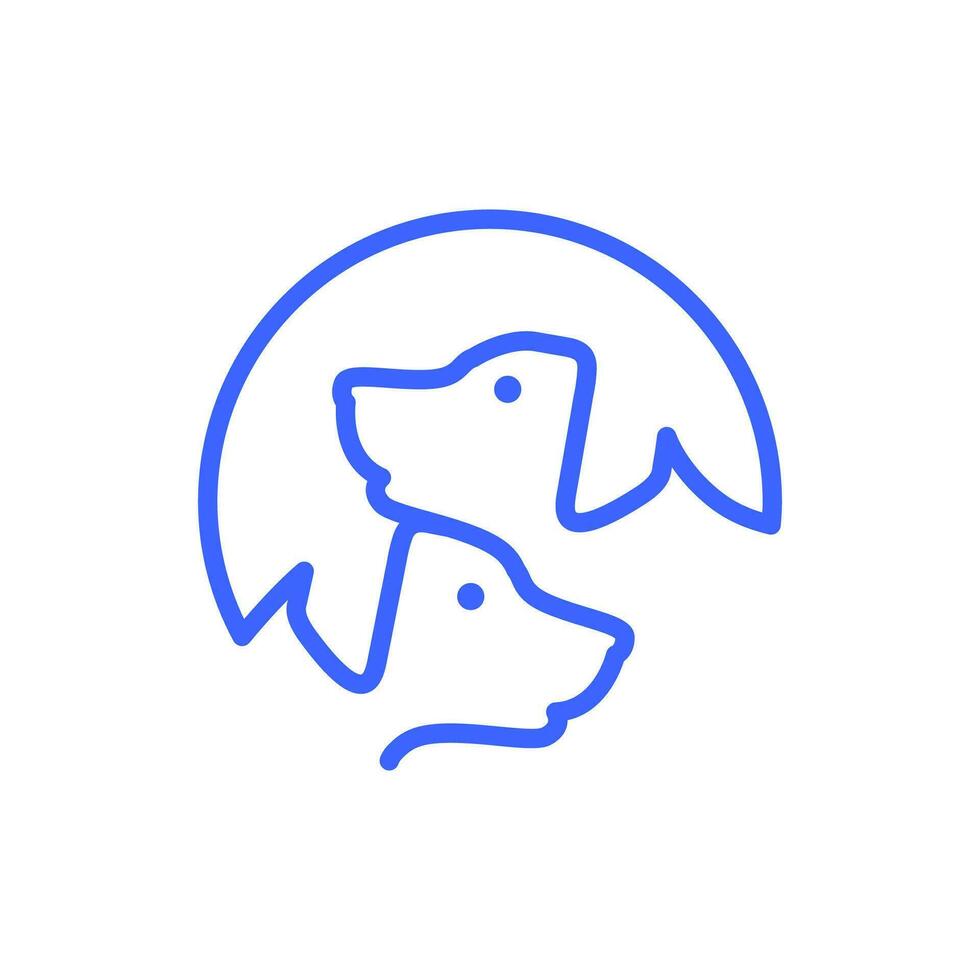 dog pets friend circle lines minimal modern simple mascot pet shop logo icon vector illustration