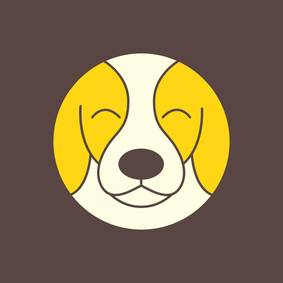 Jack rusia perro perrito linda circulo moderno geométrico mascota dibujos animados sonrisa contento logo icono vector ilustración