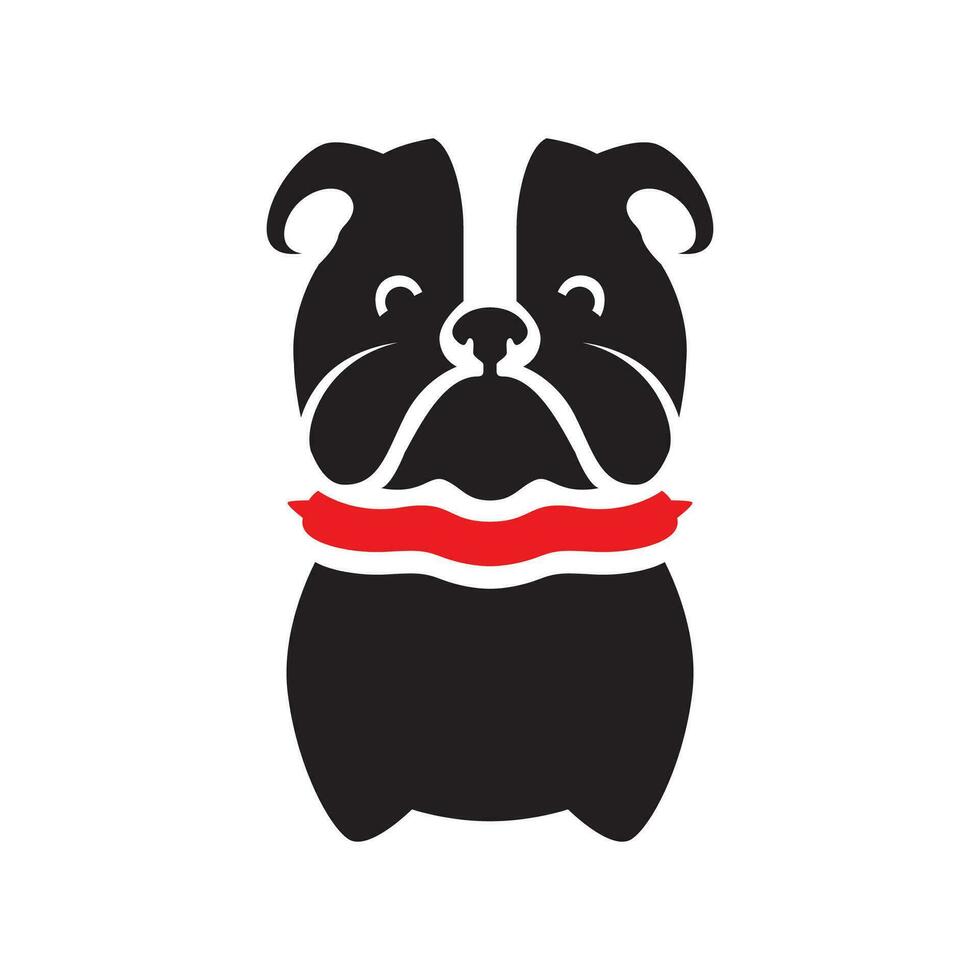 bulldog puppy dog cute mascot black simple cartoon minimal logo icon vector illustration