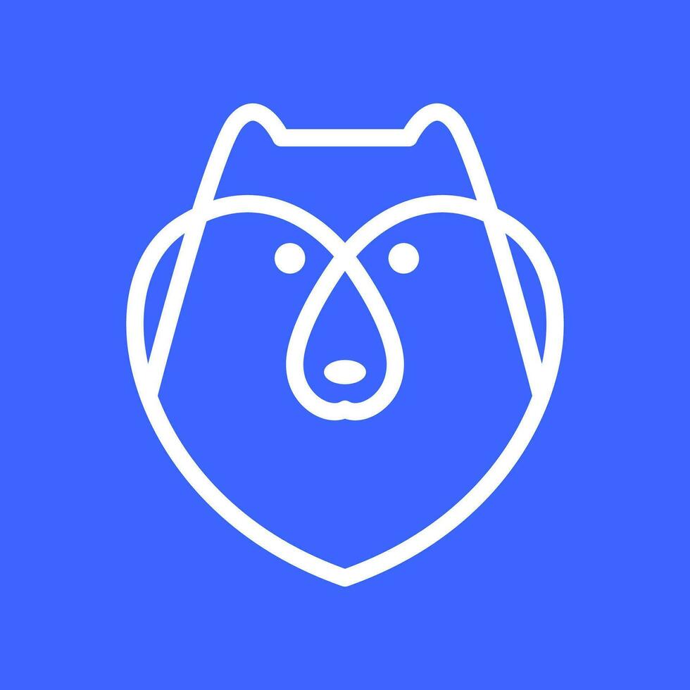 polar bear love heart lines minimal modern mascot cartoon simple logo icon vector illustration