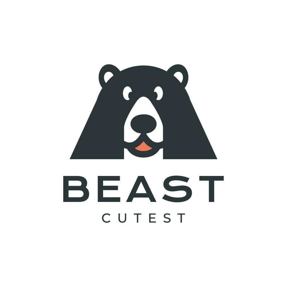 bear head beast cute mascot cartoon cute smile happy logo icon vector illustration