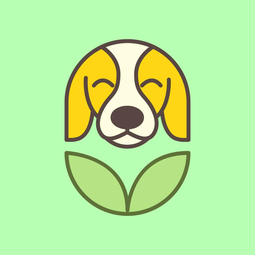 jack russel dog puppy cute modern geometric mascot cartoon leaves nature logo icon vector illustration