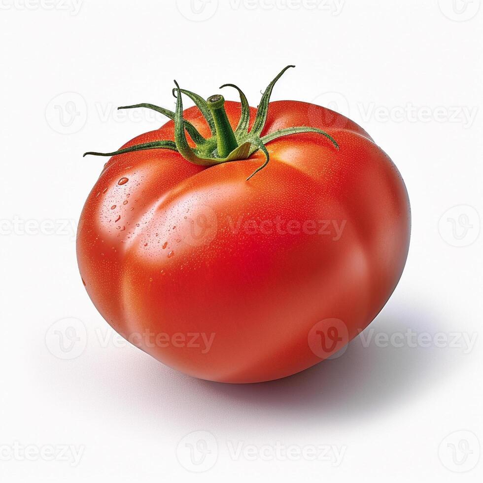 fresh red tomato isolated on white background. generative AI photo