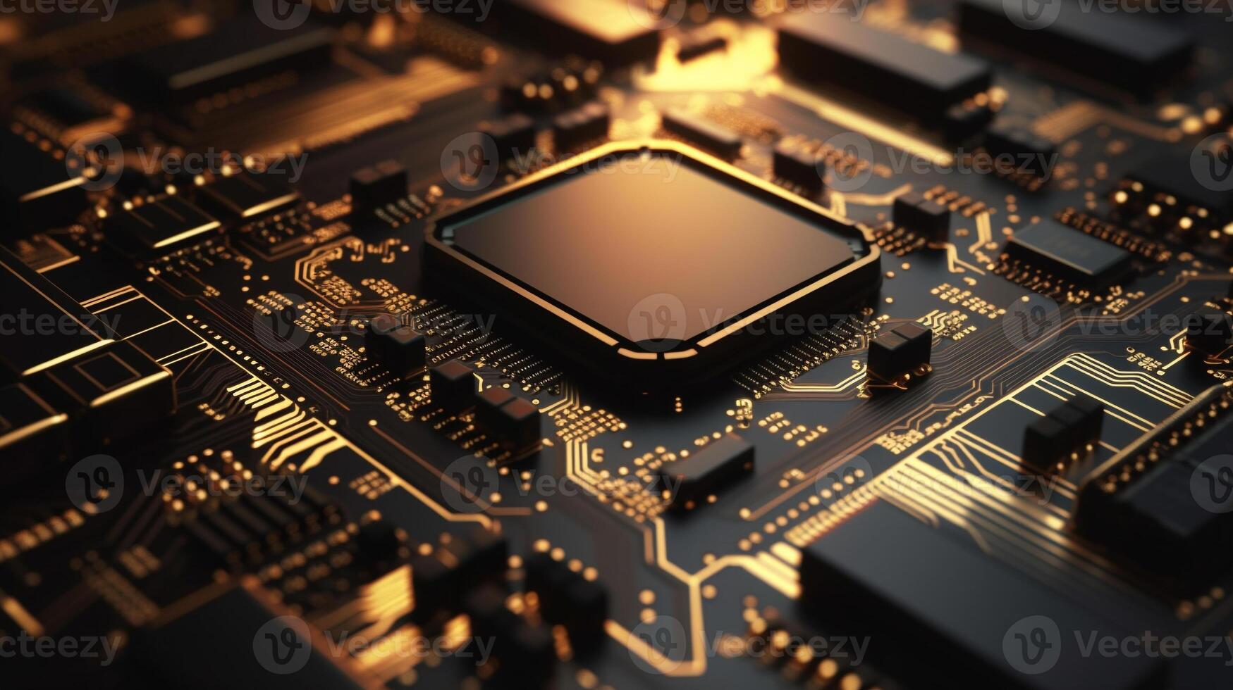 computer chip set with electronics motherboard. closed up and selective focus. photo