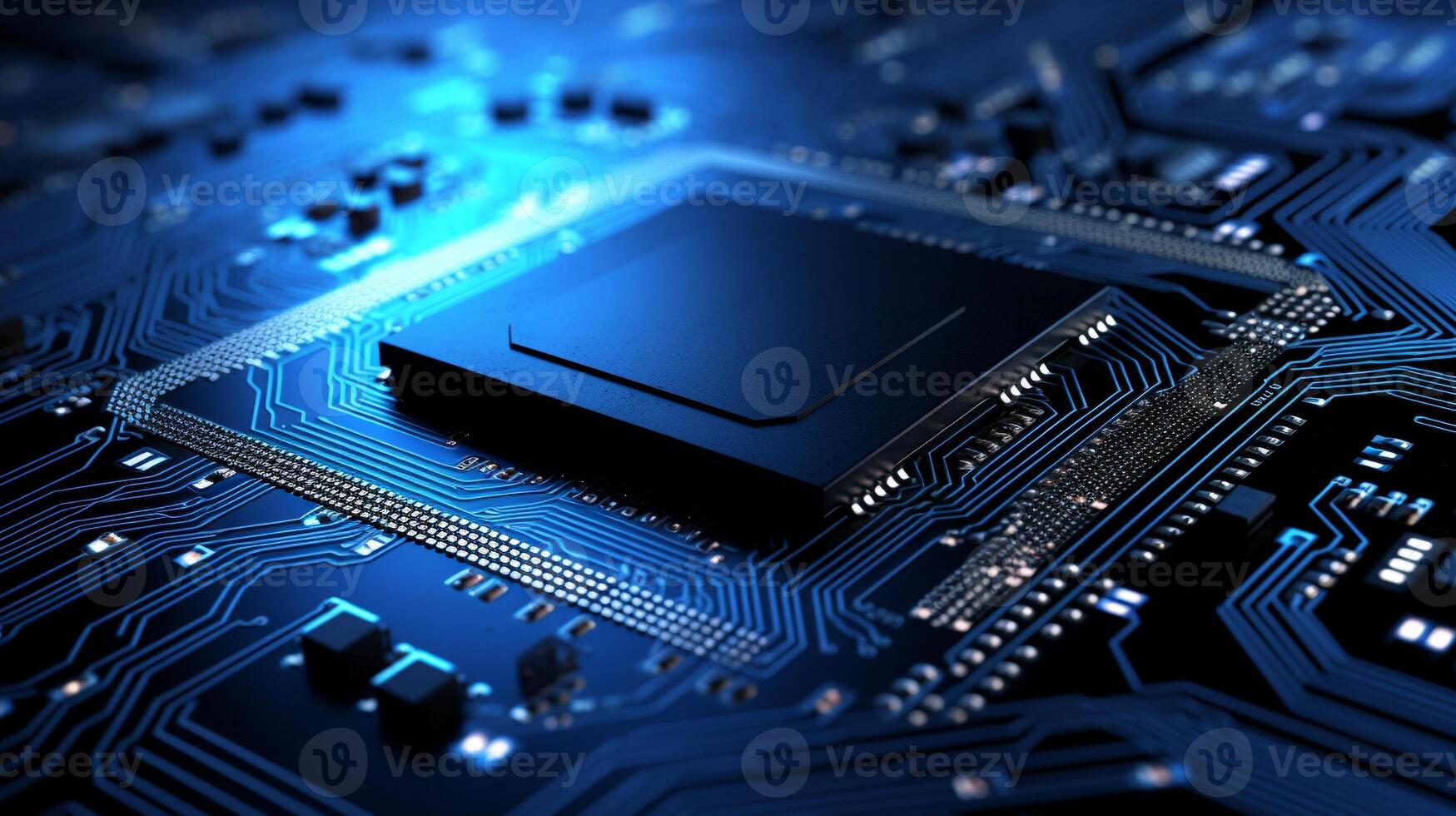 computer chip set with electronics motherboard. closed up and selective focus. photo