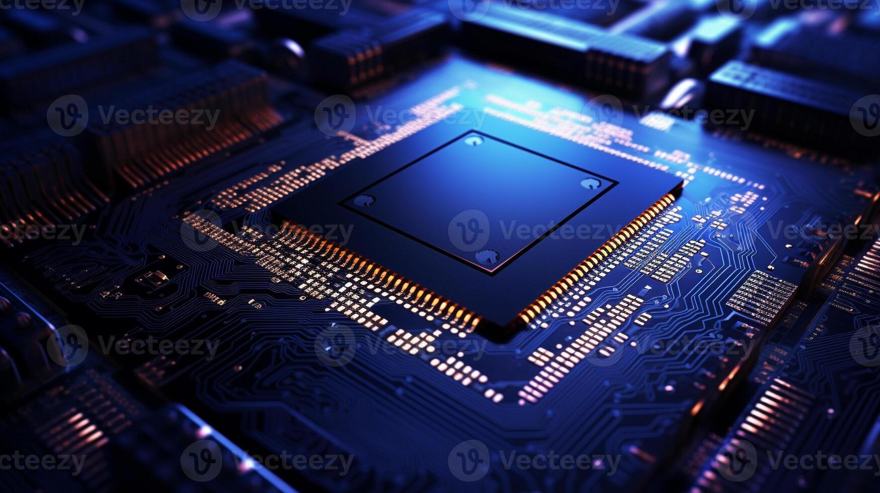 computer chip set with electronics motherboard. closed up and selective focus. photo