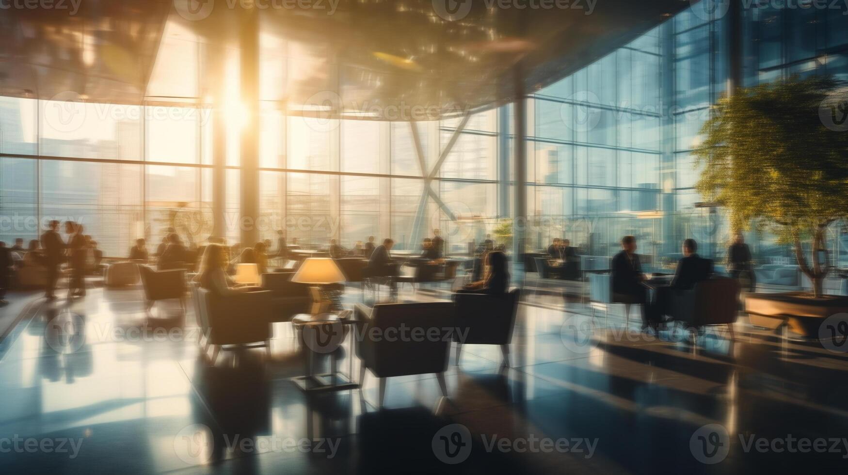blurred business people at lobby for modern office life background. photo