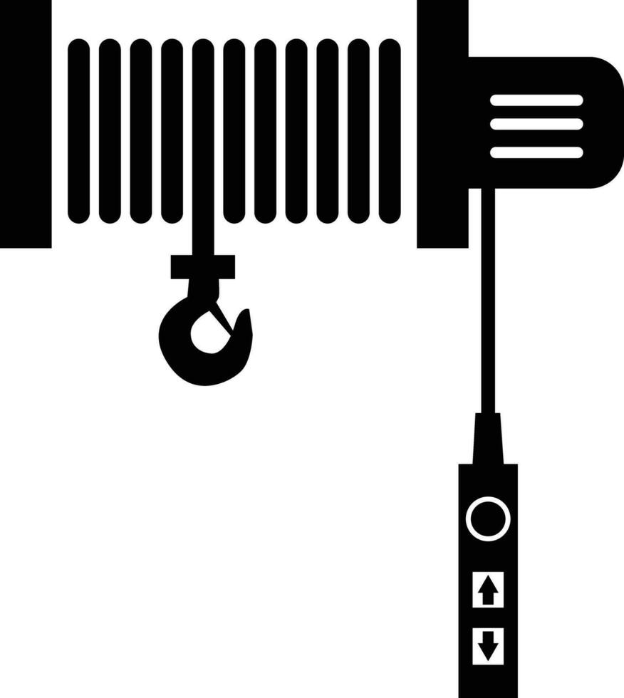 Electric hoist crane icon. Winch sign. Pulley hook symbol. flat style. vector