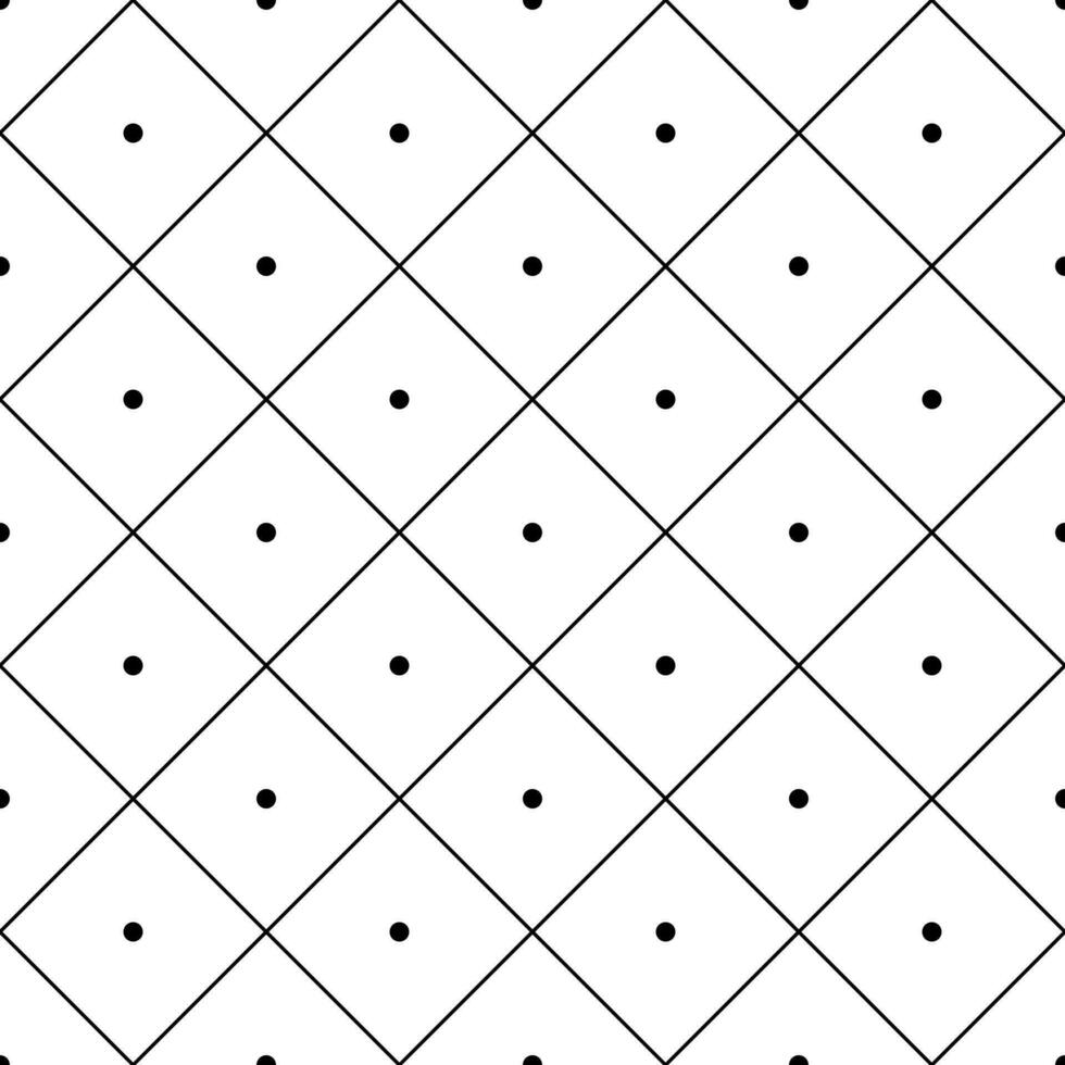 Seamless geometric diagonal grid with polka dot in the middle of square pattern with bow ties for tiles, fabric stripes, clothing, and tablecloths. vector