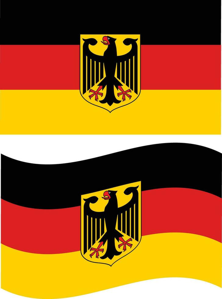 bandera de Alemania con un águila. bandera de Alemania. ondulación bandera de Alemania. plano estilo. vector