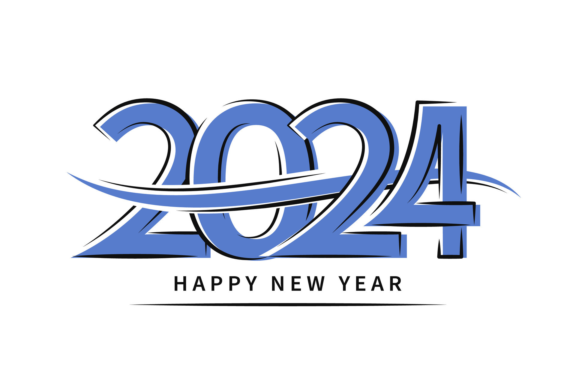 2024 Happy New Year logo text design. Number 2024 design template for