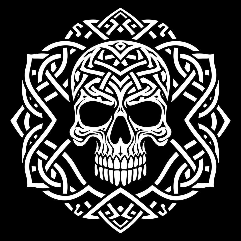 Celtic skull in knot style vector