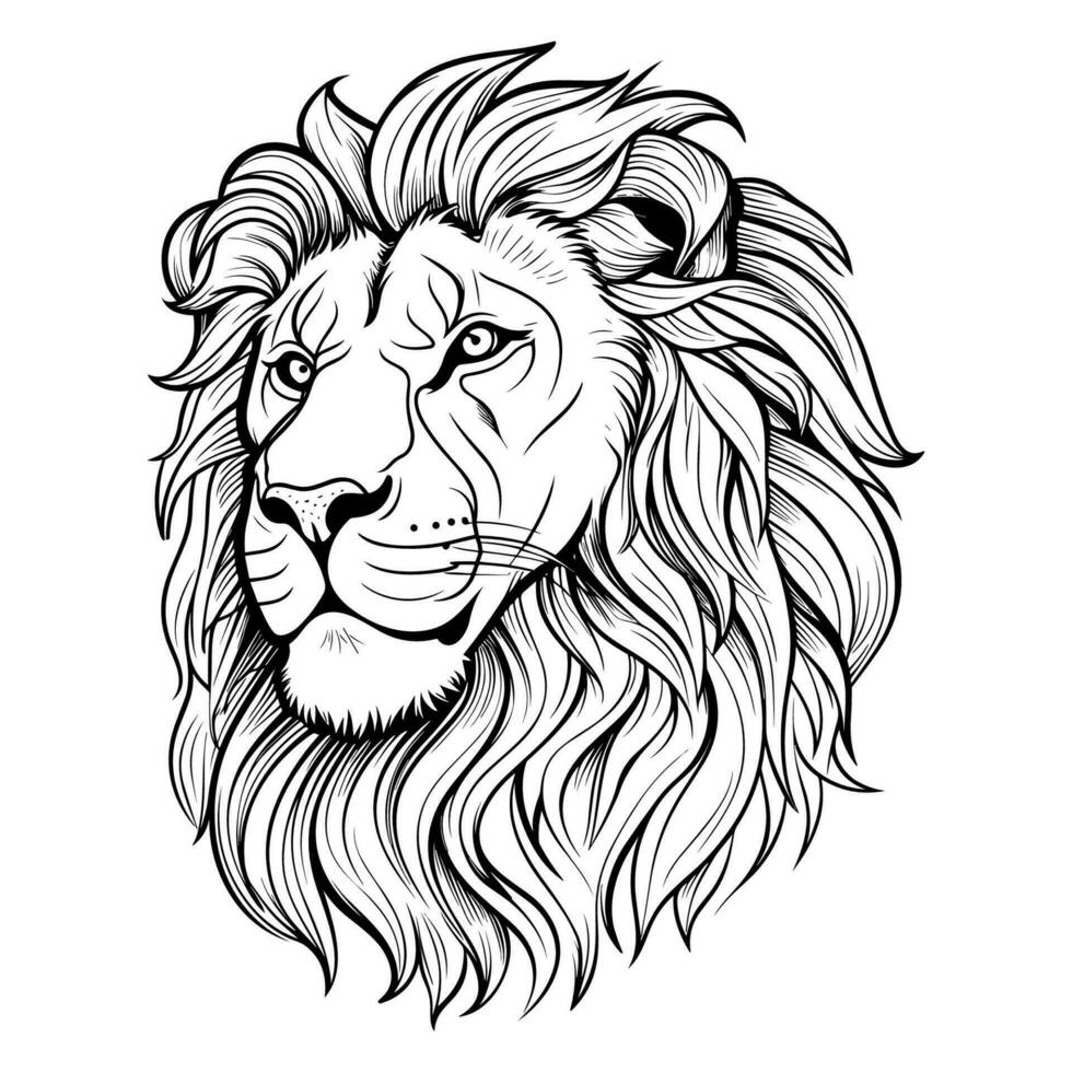 Black and white lion illustration vector