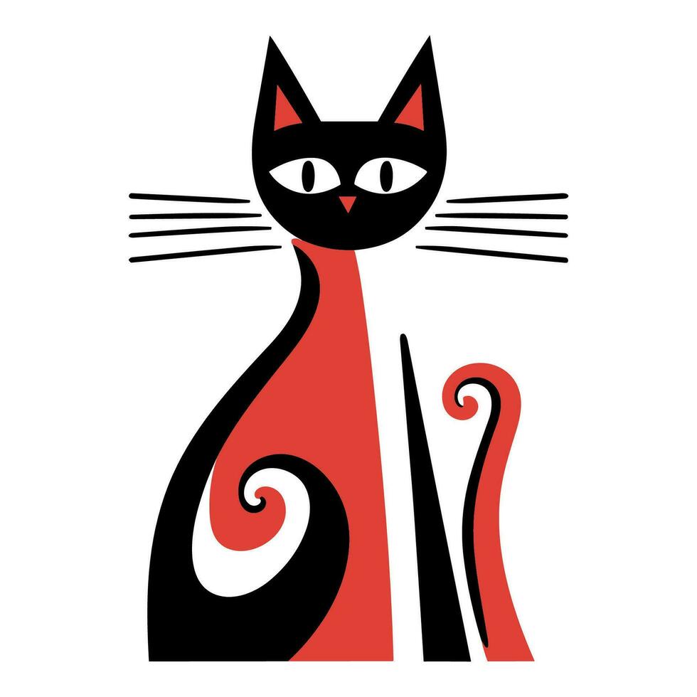 Minimalist cat illustration vector