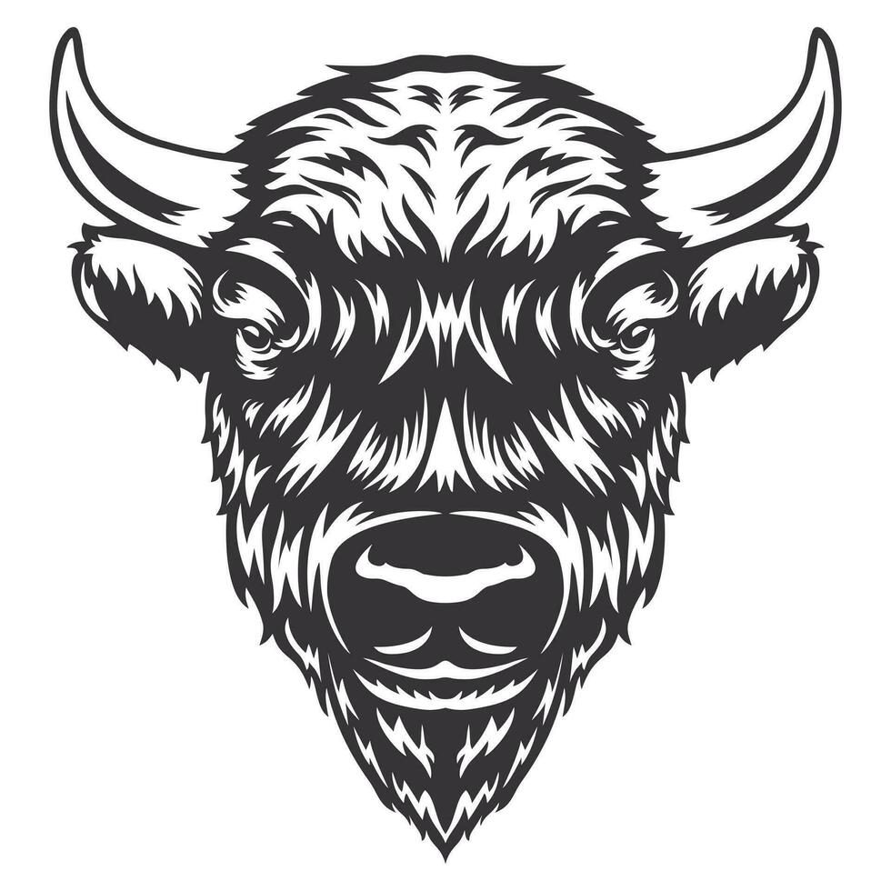 bison head design lineart. Farm Animal. bison buffalo logos or icons. vector illustration